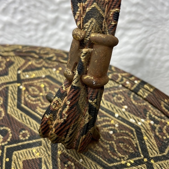 Vintage Hat Wig Carrier Travel Luggage With Handle Geometric Fleur Di Lis main image 4